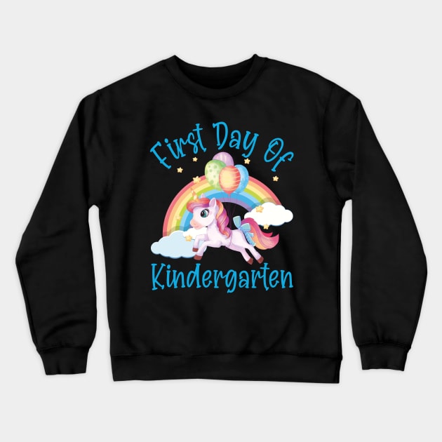 Bonny Unicorn and Rainbow | First Day of Kindergarten Crewneck Sweatshirt by Estrytee